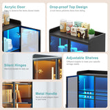 Lvifur Tall Storage Cabinet up to 70", LED Living Room Curio Cabinet with Human Body Induction, 5 Tier Bookcase Display Cabinet with Adjustable Shelves for Office (Black) Lvifur