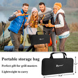 ROMANTICIST 27pcs Heavy Duty BBQ Tools Gift Set for Men Dad, Extra Thick Stainless Steel Grill Utensils with Meat Claws, Grilling Accessories Kit in Portable Carrying Bag for Camping, Backyard Brown ROMANTICIST