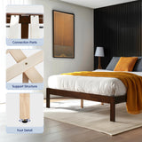 Hokway Full Size Bed Frame with Wood Slat Support, No Box Spring Needed, Easy Assembly, Reinforced Center Legs(Full,Walnut Finish) Hokway