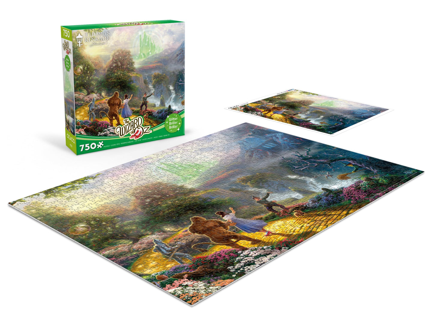 Ceaco - Thomas Kinkade - The Wizard of Oz - Dorothy Discovers Emerald City - 750 Piece Glitter Jigsaw Puzzle