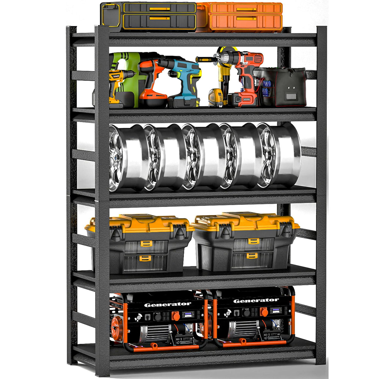 Metal Garage Shelving Unit,Heavy Duty 5-Tier Adjustable Storage Rack,Steel Shelving, 3000 lbs Capacity, Industrial Shelves for Heavy Tools and Equipment, Ideal for Garage (72"H×47.2"W×23.6"D) Notmise