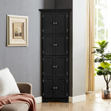 72 Inch Tall Corner Storage Cabinet with 8 Doors, 4-Tier Kitchen Pantry Storage Cabinet, for Living Room, Kitchen, Office, Bathroom, Black WoodArtSupply