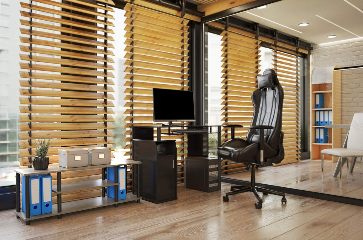 Furinno Turn-N-Tube No Tools 3D 3-Tier Entertainment TV Stand up to 50 inch TV, Round Tubes, French Oak Grey/Black Furinno