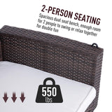 Outsunny 2 Person Wicker Hanging Swing Bench, Front Porch Swing Outdoor Chair with Cushions 550 lbs. Weight Capacity for Backyard, Garden, Cream White Outsunny