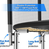 YSSOA 12FT Trampoline for Kids and Adults - Recreational Trampolines with Safety Enclosure, Wind Stakes, 400LBS Weight Capacity, Black Outside Net YSSOA