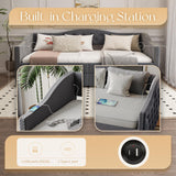 Daybed with Storage Drawers, Twin Size Velvet Upholstered Sofa Bedframe w/USB Port, Button Tufted Backrest and Nailhead Design Daybeds for Bedroom, No Box Spring Needed (Dark Grey, Twin w/Drawers) HMYFGD