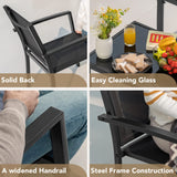 Devoko 4 Pieces Patio Furniture Set Outdoor Garden Patio Conversation Sets Poolside Lawn Chairs with Glass Coffee Table Porch Furniture (Black) Devoko