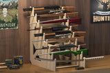Factory Crafts | Wooden Rifle Gun Rack Display Stand | Table Top 9-Slot Wood grain Gun holder Factory Crafts