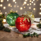 Glass Tabletop Christmas Ornaments - Pre-Lit with Soft White LED，Crystal Ball Halloween Decor for Xmas Home Party Centerpiece Mantel, Warm White Decorative Lamp Generic