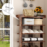 HOMEFORT 7-Tier Wood Shoe Rack, Double Rows Shoe Shelf, Shoe Storage Stand, Entryway Shoe Tower, Vertical Shoe Organizer for Narrow Closet, Entryway, Hallway, Rustic Brown HOMEFORT