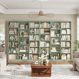 FACBOTALL Triple Wide Bookshelf, 6 Tier Large Bookshelf, Bookcase with 17 Open Display Shelves, 74'' Tall Bookcases and Bookshelves for Living Room, Home Office, Library, Green FACBOTALL