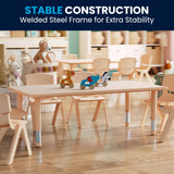 Flash Furniture Wren Adjustable Classroom Activity Table for School and Home, Plastic Activity Table for Kids, 23.625" W x 47.25" L, Natural Flash Furniture