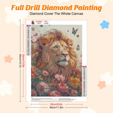 RICUVED Diamond Art Painting Kits for Adults, Lion Diamond Painting Kits 5D Animal Diamond Art Kit for Beginner, Flowers Diamond Painting Full Round Drill Art and Crafts for Gift Decor 30x40cm RICUVED
