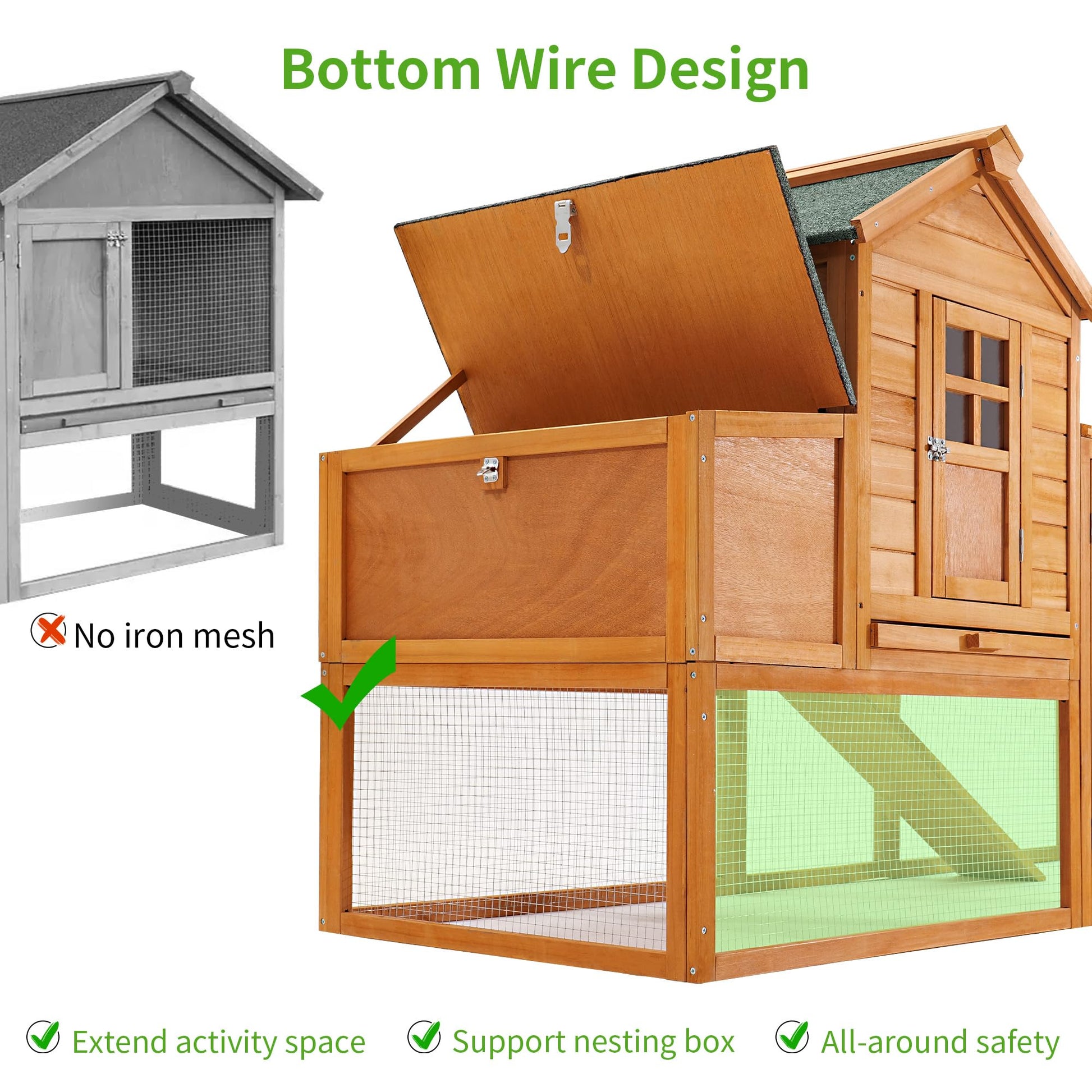 Breltam 157" Large Chicken Coop Hen House Wooden Chicken House Poultry Cage with Run, Nesting Box, Removable Tray for Outdoor - WoodArtSupply