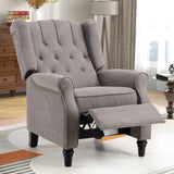 CANMOV Push Back Recliner Chair, Accent Chair,Mid Century Wingback Recliner, Fabric Push Back Recliner Chair Single Armchair Sofa with Rivet Decoration,Button-Tufted Back for Living Room, Grey CANMOV
