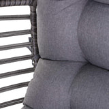 Outsunny Patio Wicker Egg Chair w/Soft Cushion, Teardrop Cuddle Seat, Outdoor/Indoor Patio Chair, PE Plastic Rattan Furniture with Adjustable Height Feet Pads, Gray Outsunny