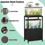 Welfuturer Aquarium Stand 10 Gallon with 2-Tier Shelf, Fish Tanks Stand with 2 Drawers, Metal Frame Heavy Duty Reptile/Turtle Tank Stand for Home Office, Fish Tanks Accessories Storage, Black Welfuturer