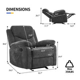 Sftaiyou Manual Rocker Recliner Massage Chair for Adults,Overstuffed Glider Rocking Recliner Fabric Chair for Living Room,Upholstered Soft Reclining Chair with Side Pocket (Dark Grey) Sftaiyou