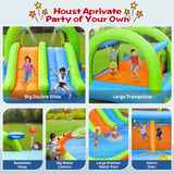 WELLFUNTIME Inflatable Water Park with Blower, and Bouncy House with Double Slide with Water Cannon and Basketball Ring WELLFUNTIME
