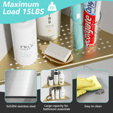 Qeke 2 Pack Bathroom Corner Shelf, Recessed 12" Corner Shower Shelf, SUS304 Stainless Steel Triangular Wall Mount, No Drilling, Brushed Golden Qeke