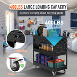 Kieperi 3 Tier Rolling Tool Cart, Rolling Tool Chest on Wheels for Mechanics,400 LBS Tool Cart with Drawers for Garage, Warehouse & Repair Shop (Black) Kieperi