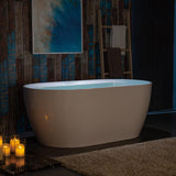 WOODBRIDGE 59" Acrylic Freestanding Bathtub Contemporary Soaking White Tub with Chrome Overflow and Drain,B0064-C WOODBRIDGE