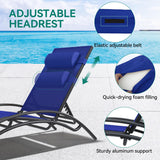 YITAHOME Outdoor Chaise Lounge Chair Set of 3, Pool Lounge Chairs with Side Table & 5-Position Adjustable Backrest, Sunbathing Recliner for Poolside, Backyard, Lawn, Deck - Navy YITAHOME