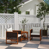 Outsunny 3 Pieces Patio Bistro Set Wooden with Cushions, PE Wicker Patio Furniture Outdoor for Porch, Backyard, Garden, Brown Outsunny