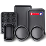 Baking Set – 6 Piece – Deluxe Non Stick Black Coating Inside and Outside – Carbon Steel Bakeware Set – PFOA PFOS and PTFE Free by Bakken Bakken- Swiss