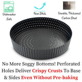 Jean Lemond: Why Holes: For The Crispiest Crusts. King Crispy's Deep Pie, Tart & Quiche Pan. A Non-Stick, Removable Bottom, Dishwasher Safe, Perforated Pie Pan Baking Plate Dish. (9 inch x 2 Deep) Jean Lemond