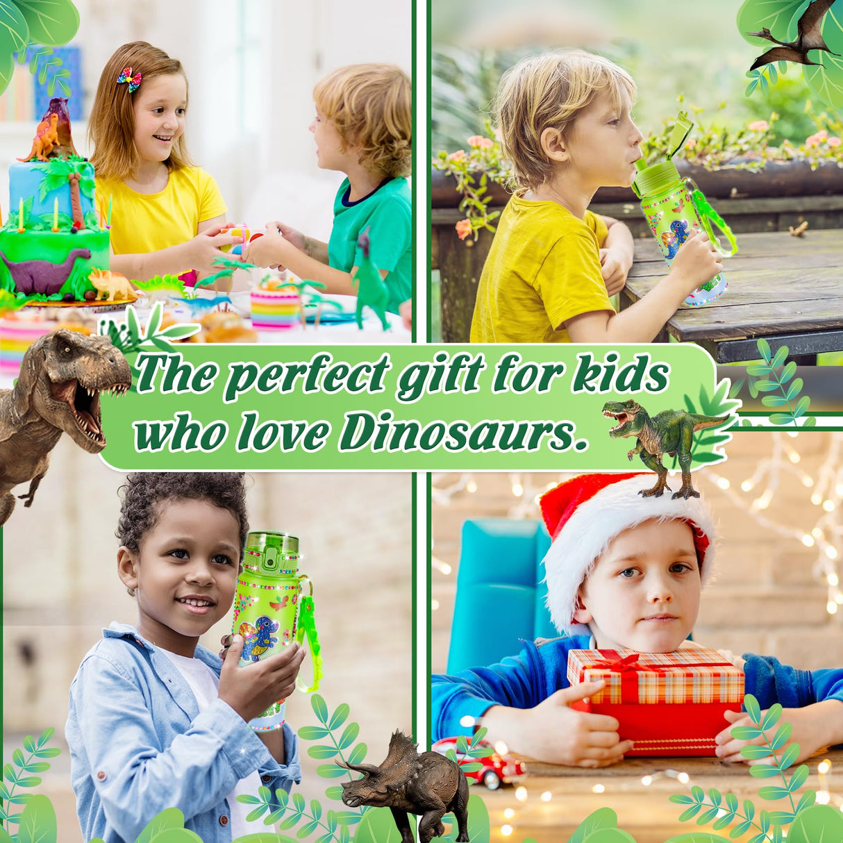 YOFUN Decorate Your Own Dinosaur Water Bottle for Boys,Dinosaur Arts and Crafts for Kids, Dinosaur Toys for Boys Birthday, Christmas, Ages 3-4-6-8 (Dinosaur Theme) Y YOFUN