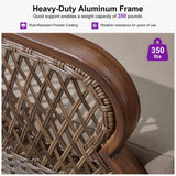 PURPLE LEAF Outdoor Dining Set for 6 All Weather Wicker Patio Dining Set with Hand-Woven Rattan Swivel Dining Chais and Rectangular Aluminum Table for Garden Deck Backyard Kitchen PURPLE LEAF