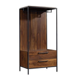 Sauder Nova Loft Open Wardrobe with Drawers, L: 32.99" x W: 21.97" x H: 65.98", Grand Walnut finish Sauder