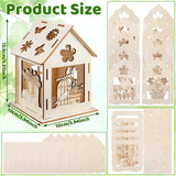 Cinnvoice 12 Sets Spring House Craft Kit to Paint DIY Birdhouse Kit Painting Puzzle Spring Wooden Houses Village Scene Festival Wood Craft House Decors for Table Centerpieces Home Cinnvoice