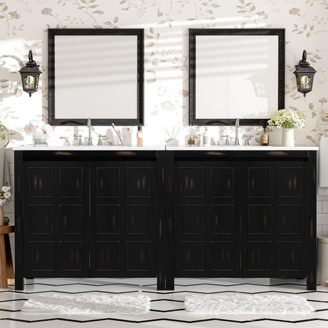 72" Double Sink Bathroom Vanity with Double Sink Set, Wood Modern Bathroom Vanity with Double Sink and Doors,(Mirror not Included) Virubi