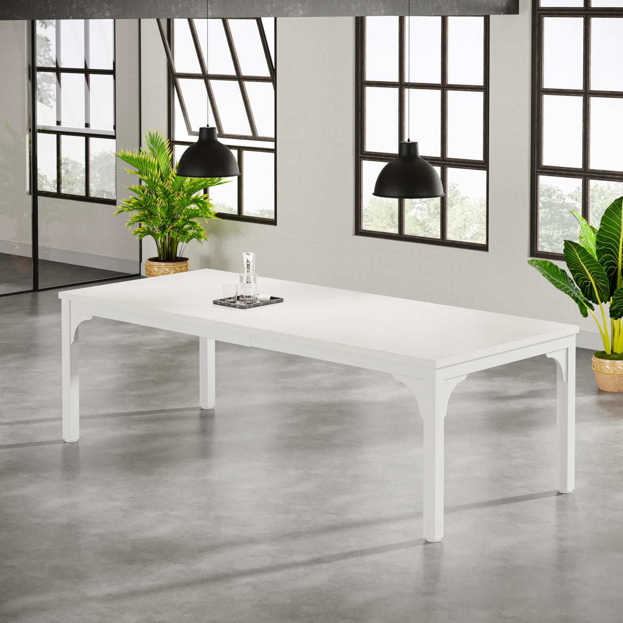 6.56 FT Conference Table, Super Sturdy Large Rectangle Meeting Seminar Table for 6-8 Person, Long Business Tables, 1 Pc White Trggivs