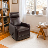 Neioml Swivel Rocking Recliner Chair for Small Space, Manual Swivel Glider Recliner for Nursery,RV,Rocking Recliner with Footrest and Side Pocket,Breathable Leather,Dark Brown Neioml