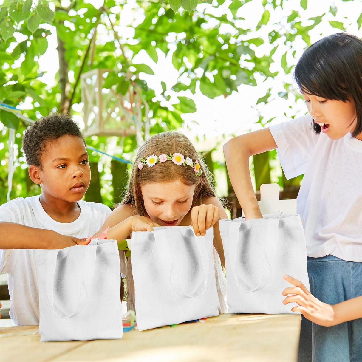 Amylove Mini Tote Bag Sublimation Blank Canvas Tote Bags Reusable Grocery Bags DIY Sack Goody Bag for Party Event Bag(8.5 x 8 Inch,White,24 Pcs) Amylove