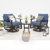 ALAULM Aluminum Patio Furniture Set with 2 Swivel Chairs 7-seat Metal Outdoor Furniture Patio Sectional Sofas Patio Conversation Set w/5.1" Cushions for Patio, Backyard, Poolside-Dark Blue ALAULM