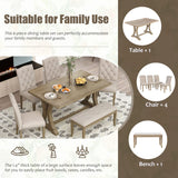 Harper & Bright Designs Classic and Traditional Style 6 - Piece Dining Set, Includes Dining Table, 4 Upholstered Chairs & Bench (White+Gray) (White+Gray) (Natural Wood Wash1) Harper & Bright Designs