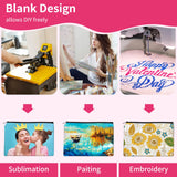 AMDAILY 12Pcs Sublimation Blank Canvas Makeup Bags, Bulk Blank DIY Heat Transfer Cosmetic Makeup Bags w/Black Zipper for Bridesmaid Makeup Bag Travel Toiletry Pouch Storage, Christmas DIY Craft AMDAILY