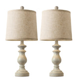 PARTPHONER Traditional Table Lamp Set of 2, Rustic Farmhouse Table Lamps for Living Room Bedroom, 22" Bedside Desk Lamps Vintage Nightstand Lamps with Linen Shades, Antique White PARTPHONER