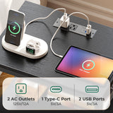 Huuger Night Stand with Charger Station and LED Lights, 3 Drawer Nightstand, Bed Side Table with Open Shelf, End Table, Tall Fabric Dresser for Bedroom, Black Huuger