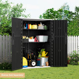 KINYING Outdoor Vertical Storage Shed,57 Cu.ft Outdoor Storage Cabinet Waterproof,Resin Sheds & Outdoor Storage Clearance for Garden,Patio,Backyard,Lockable (Black) KINYING