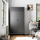 Ustamio 71 Inches Black Metal Storage Cabinet with Doors and Shelves, 5 Tier Kitchen Pantry Cabinet, Metal Cabinet for Home Office, Dinning Room, Laundry Room, Living Room, Bathroom and Utility Room Ustamio