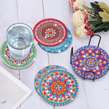 BSRESIN 8 Pcs Coasters with Holder, Mandala DIY Diamond Art Crafts for Adults, Small Diamond Painting Kits Accessories BSRESIN