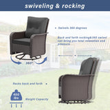 ASJMR 11 Pieces Patio Furniture Set with 2 Swivel Chairs Patio Furniture Outdoor Sectional Sofas with 55000 Gas Fire Pit Patio Conversation Set w/7 Cushions ASJMR