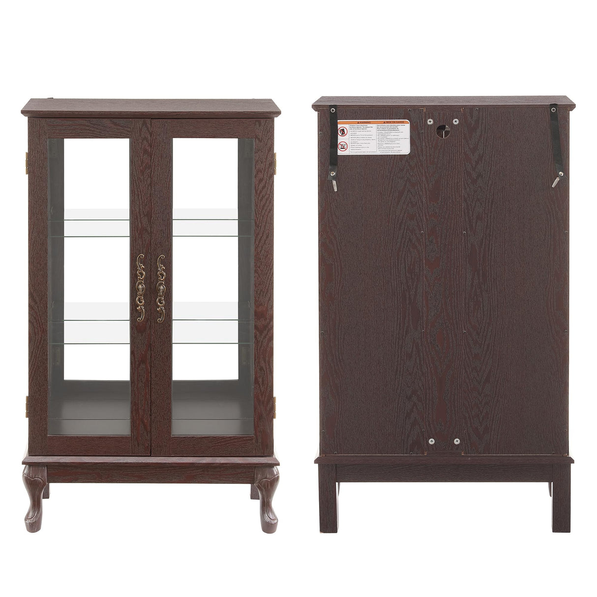 nifoti 43" H Lighted Curio Cabinet Display Case, Glass Curio Cabinet with Adjustable Shelves and Tempered Glass Door, Wooden Curio Cabinet w/Mirrored Back Pane for Living Room (Dark Cherry) nifoti