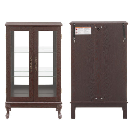 nifoti 43" H Lighted Curio Cabinet Display Case, Glass Curio Cabinet with Adjustable Shelves and Tempered Glass Door, Wooden Curio Cabinet w/Mirrored Back Pane for Living Room (Dark Cherry) nifoti