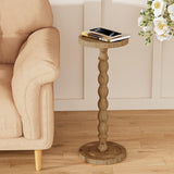 iFaveorr Small Side Table, Rubberwood‌ Drink Table for Small Spaces, Solid Wood Pedestal Coffee Tables, Round End Tables for Living Room, Sofa Couch, Bedroom, Corners, and Office (Brown, 9.4 inch) iFaveorr